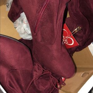 Burgundy Thigh High Boots